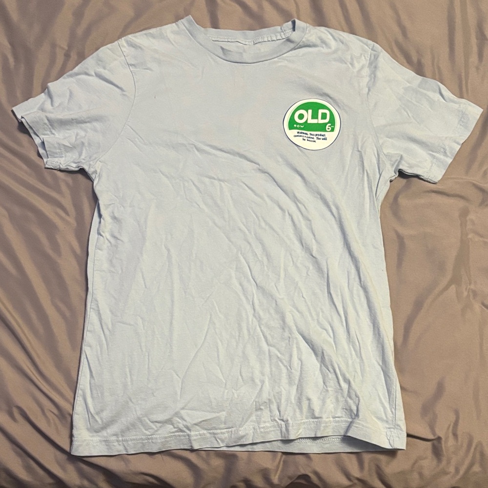 Light Blue Short Sleeve Crewneck T-Shirt with Green Chest Logo